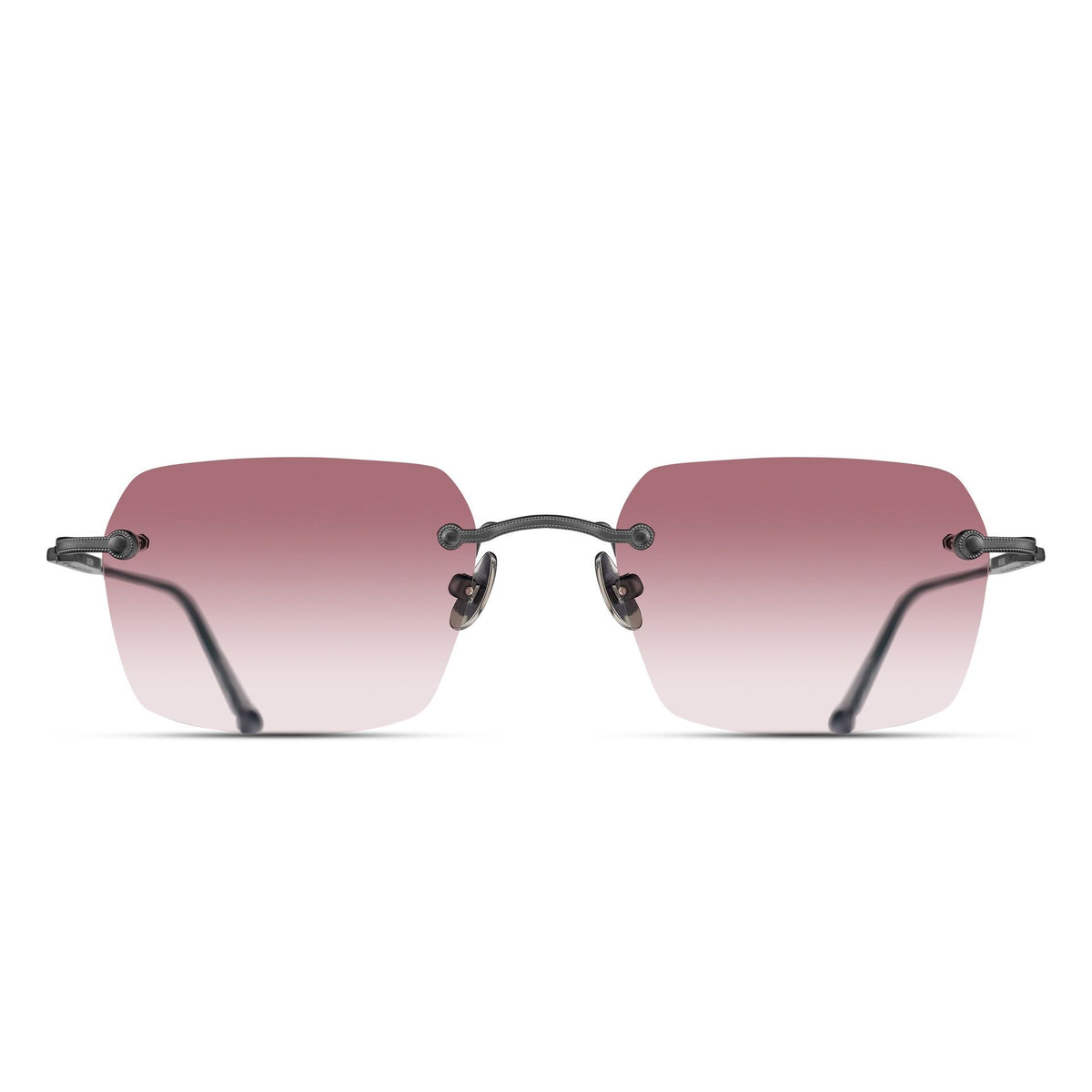 Matsuda M5008 Matte Black / Rose Gradient rectangle titanium sunglasses, front view