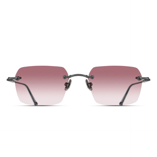 Matsuda M5008 Matte Black / Rose Gradient rectangle titanium sunglasses, front view