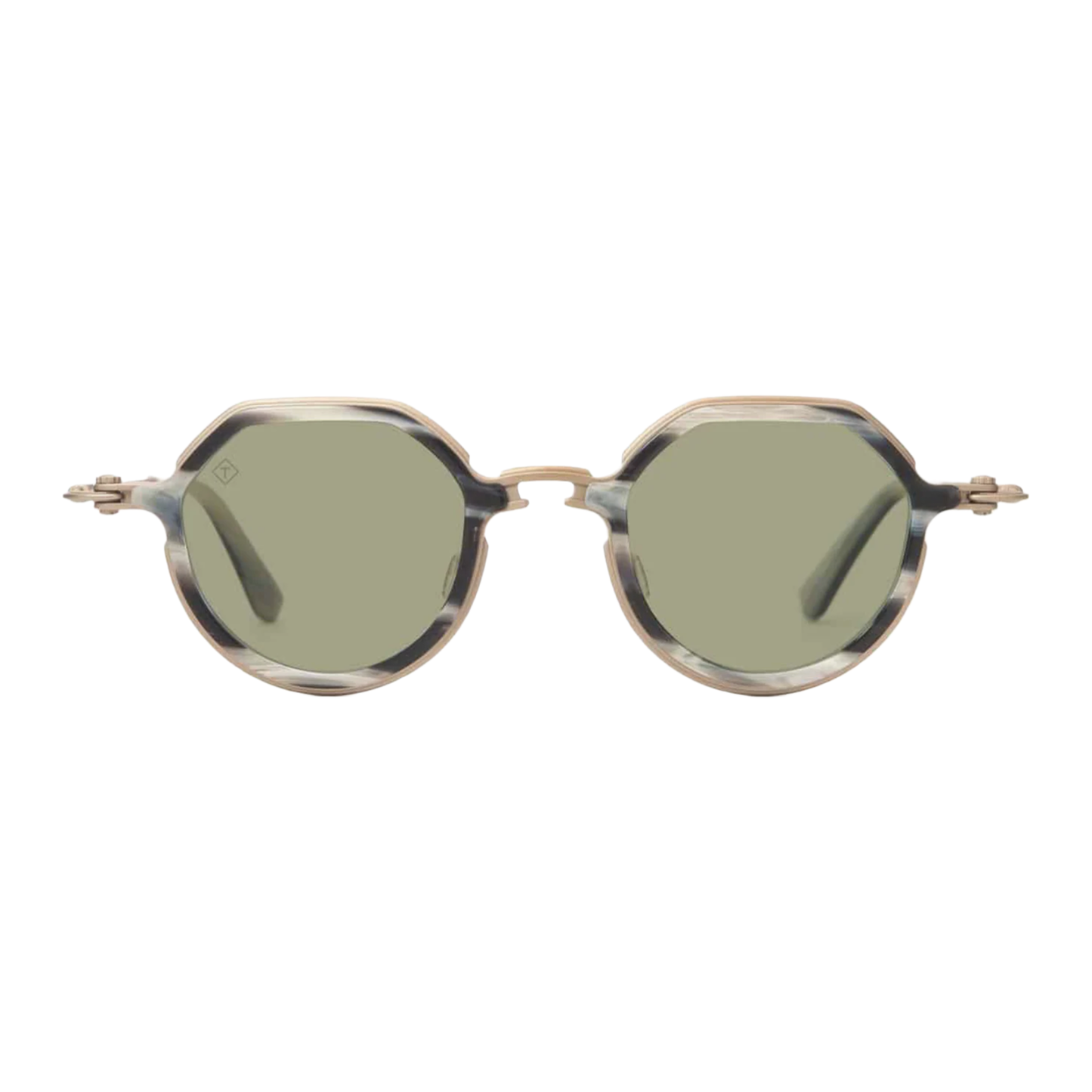 Round sunglasses with a tortoiseshell frame on a white background