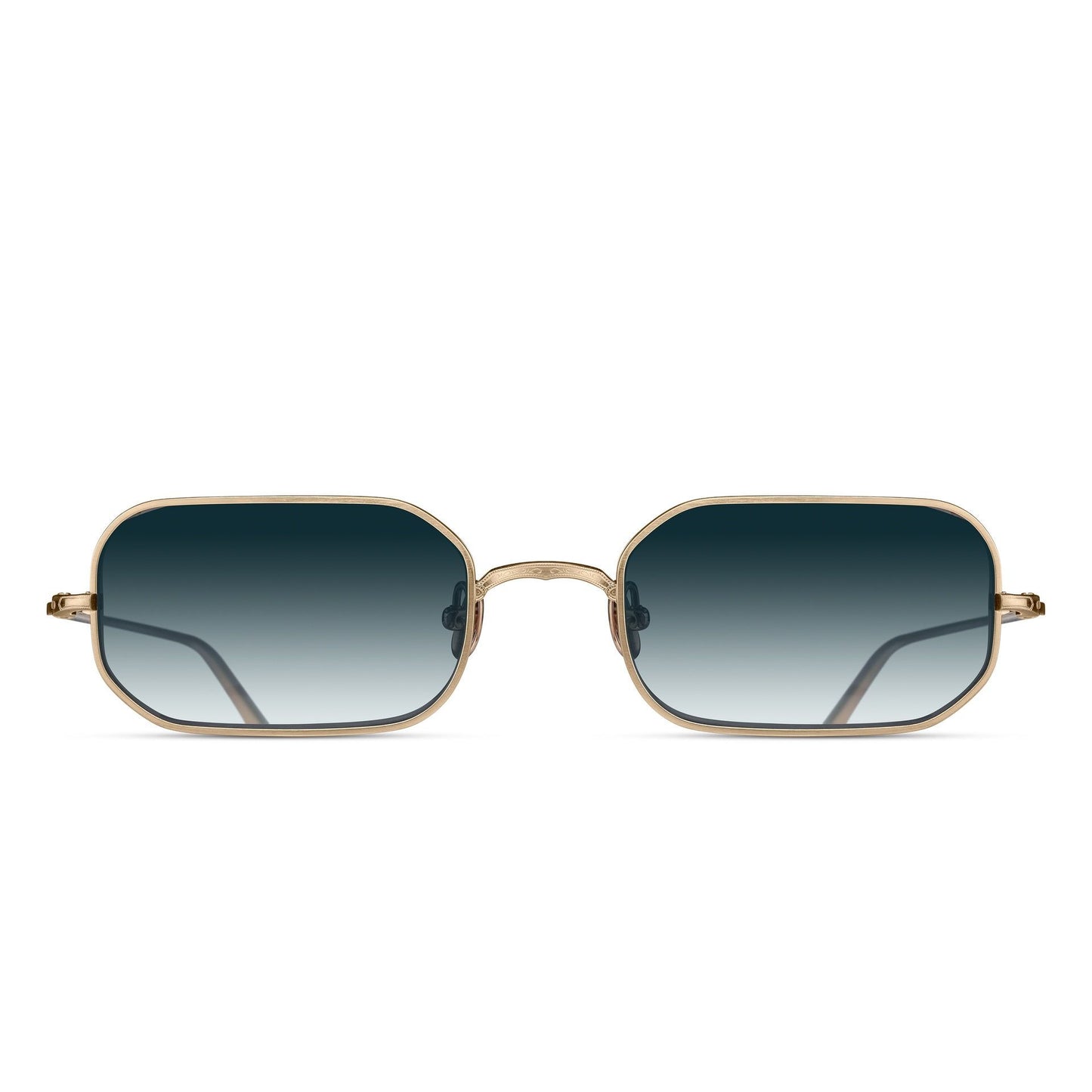 Matsuda M3163 Brushed Gold / Blue Gradient rectangle titanium sunglasses, front view