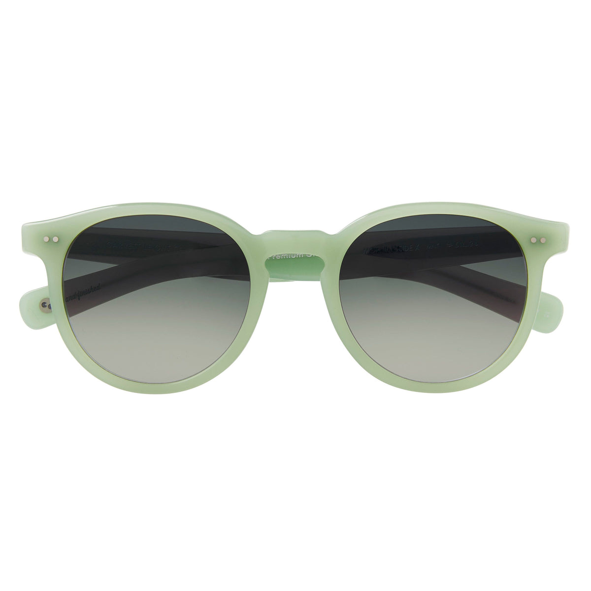 Garrett Leight Morningside X 51 in Mint with Blue Moon Gradient lenses, folded front view