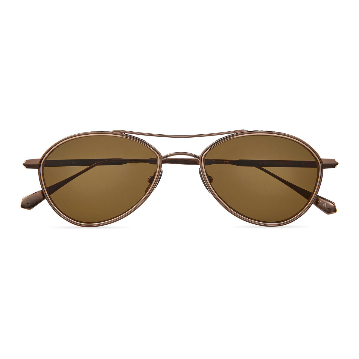 Mr. Leight Bennett S 53 sunglasses in Bronze with Mojave Brown polarized lenses, folded front view