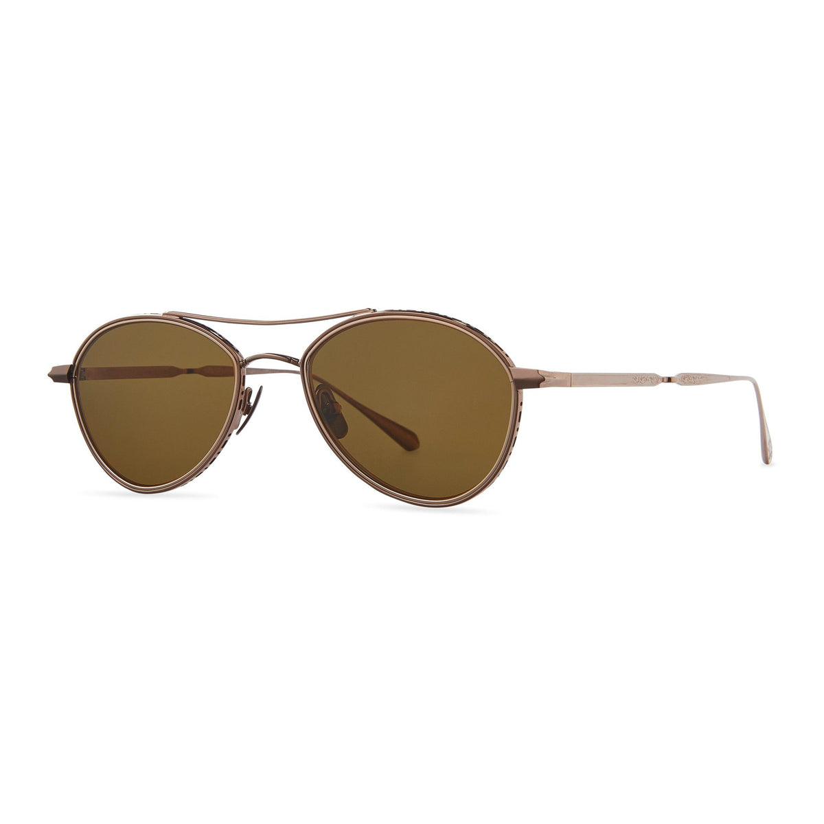 Mr. Leight Bennett S 53 sunglasses in Bronze with Mojave Brown polarized lenses, three-quarter view