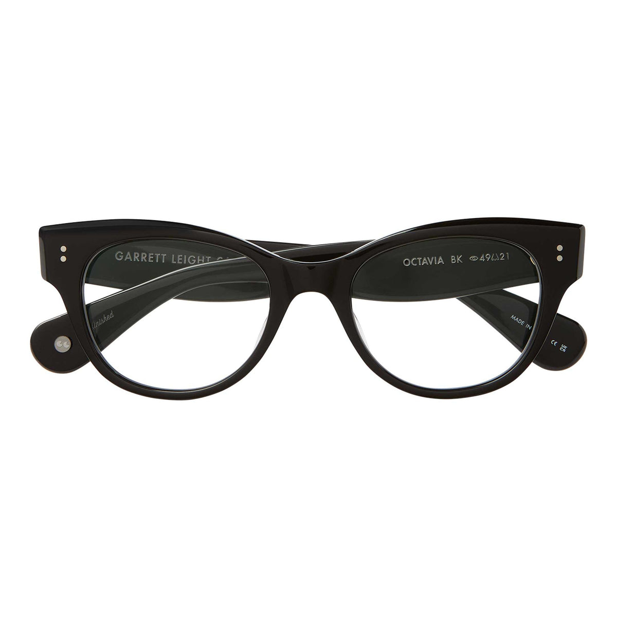 Garrett Leight Octavia 49 in Black, folded front view