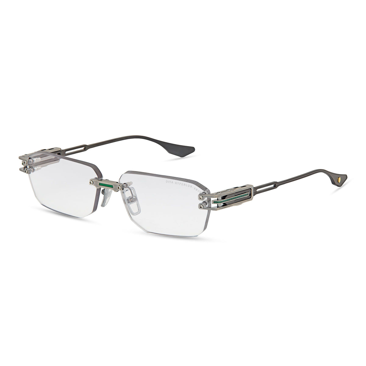 DITA HYPERLUX-3000 — Antique Silver - Green - Black Iron — angle view (DTX198-A-02)