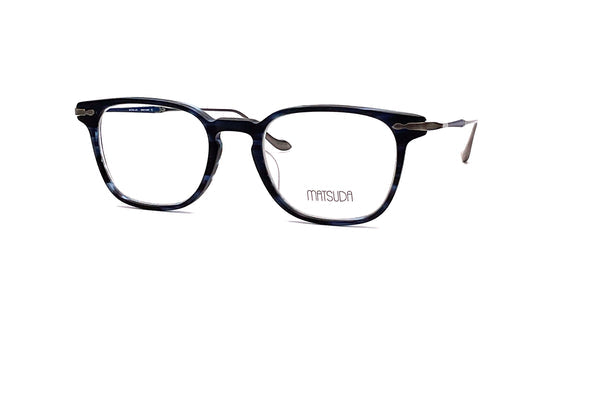 Matsuda M2052 Eyeglasses - Matte Blue Tortoise / Antique Silver
