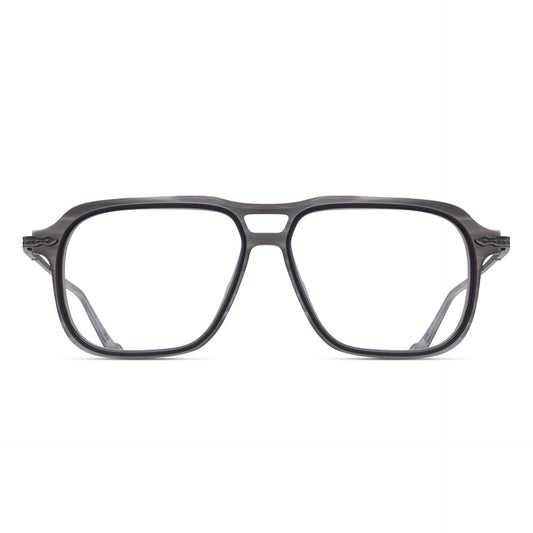 Matsuda M2062 Matte Grey Stone – Matte Black aviator acetate and titanium eyeglasses, front view