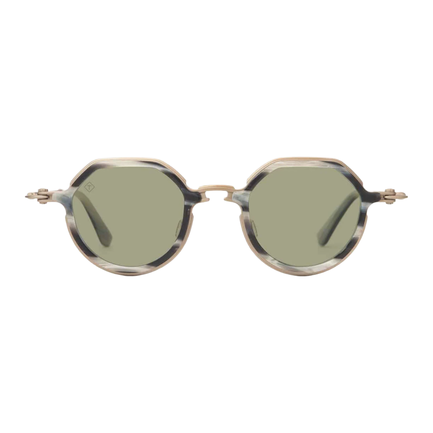 Round sunglasses with a tortoiseshell frame on a white background