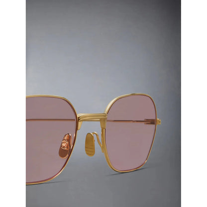 Rectangular Sunglasses in Titanium W/Pink AR Lenses