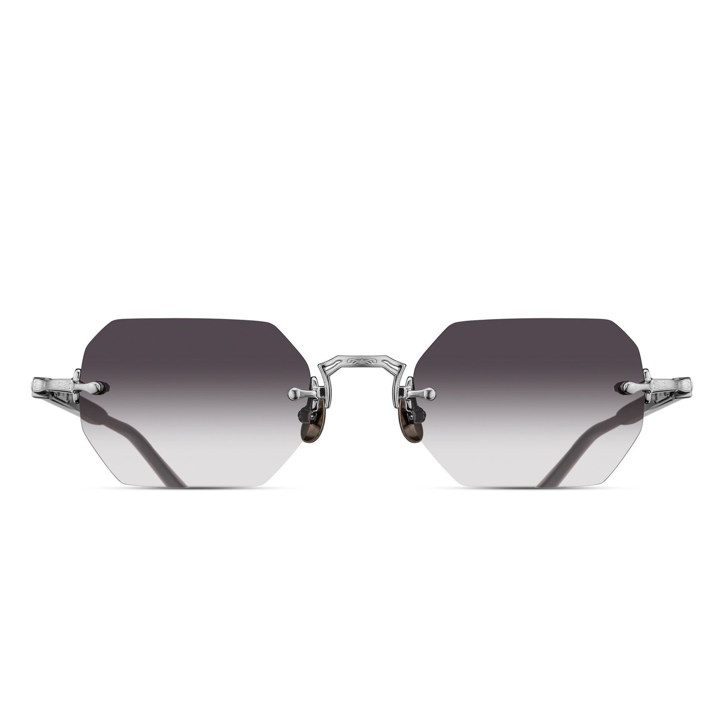 Matsuda M5010 Brushed Silver – Black / Grey Gradient geometric titanium sunglasses, front view