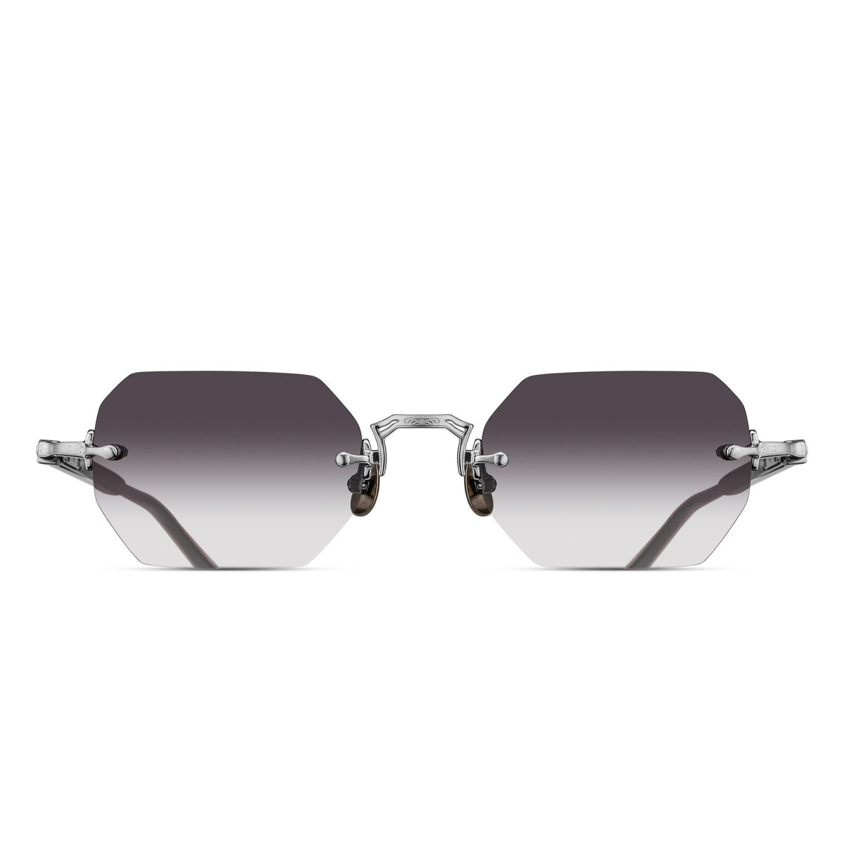 Matsuda M5010 Brushed Silver – Black / Grey Gradient geometric titanium sunglasses, front view