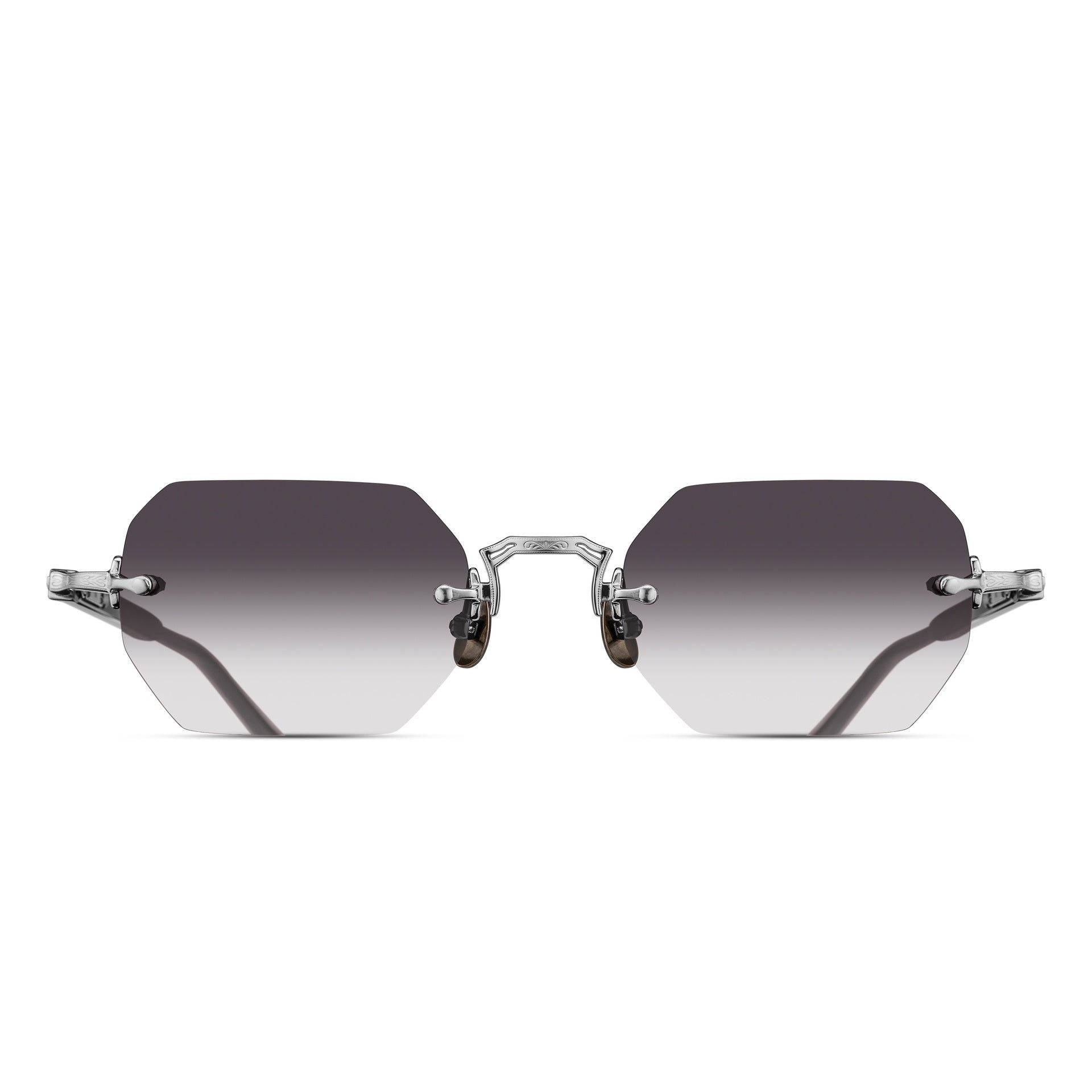 Matsuda M5010 Brushed Silver – Black / Grey Gradient geometric titanium sunglasses, front view