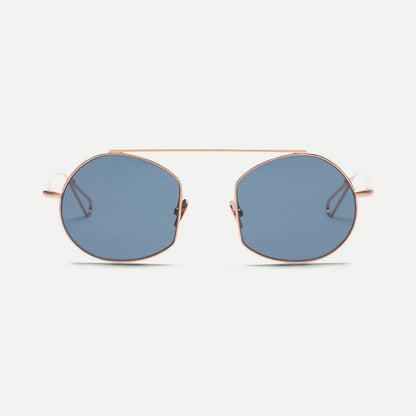 AHLEM Victoires — Sunglasses — Rose Gold Brushed / Blue — front view