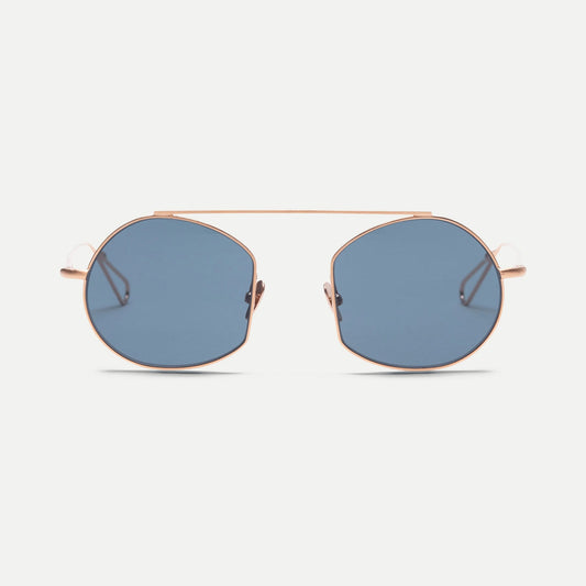 AHLEM Victoires — Sunglasses — Rose Gold Brushed / Blue — front view