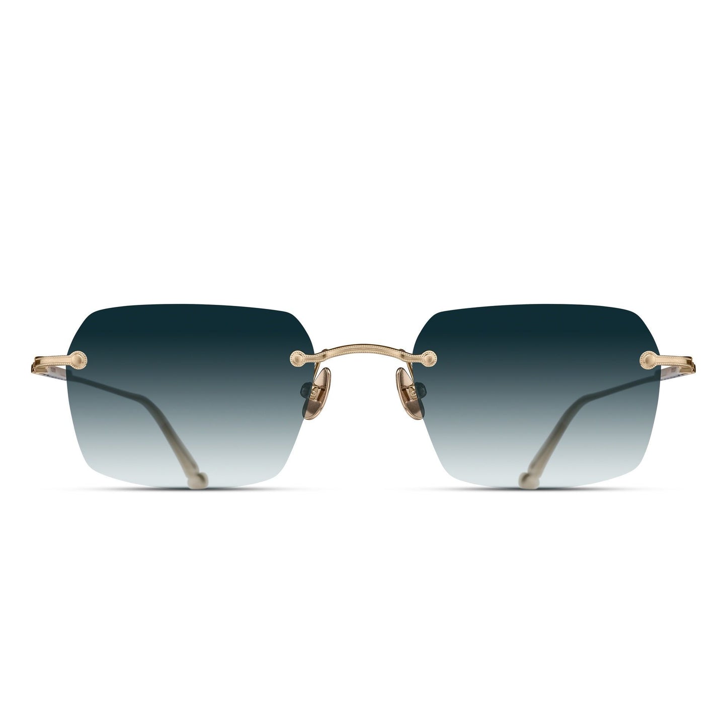 Matsuda M5008 Brushed Gold / Blue Gradient rectangle titanium sunglasses, front view