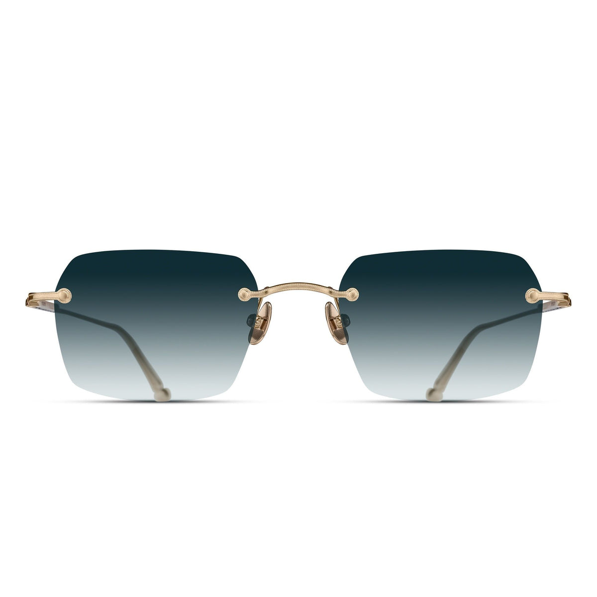 Matsuda M5008 Brushed Gold / Blue Gradient rectangle titanium sunglasses, front view