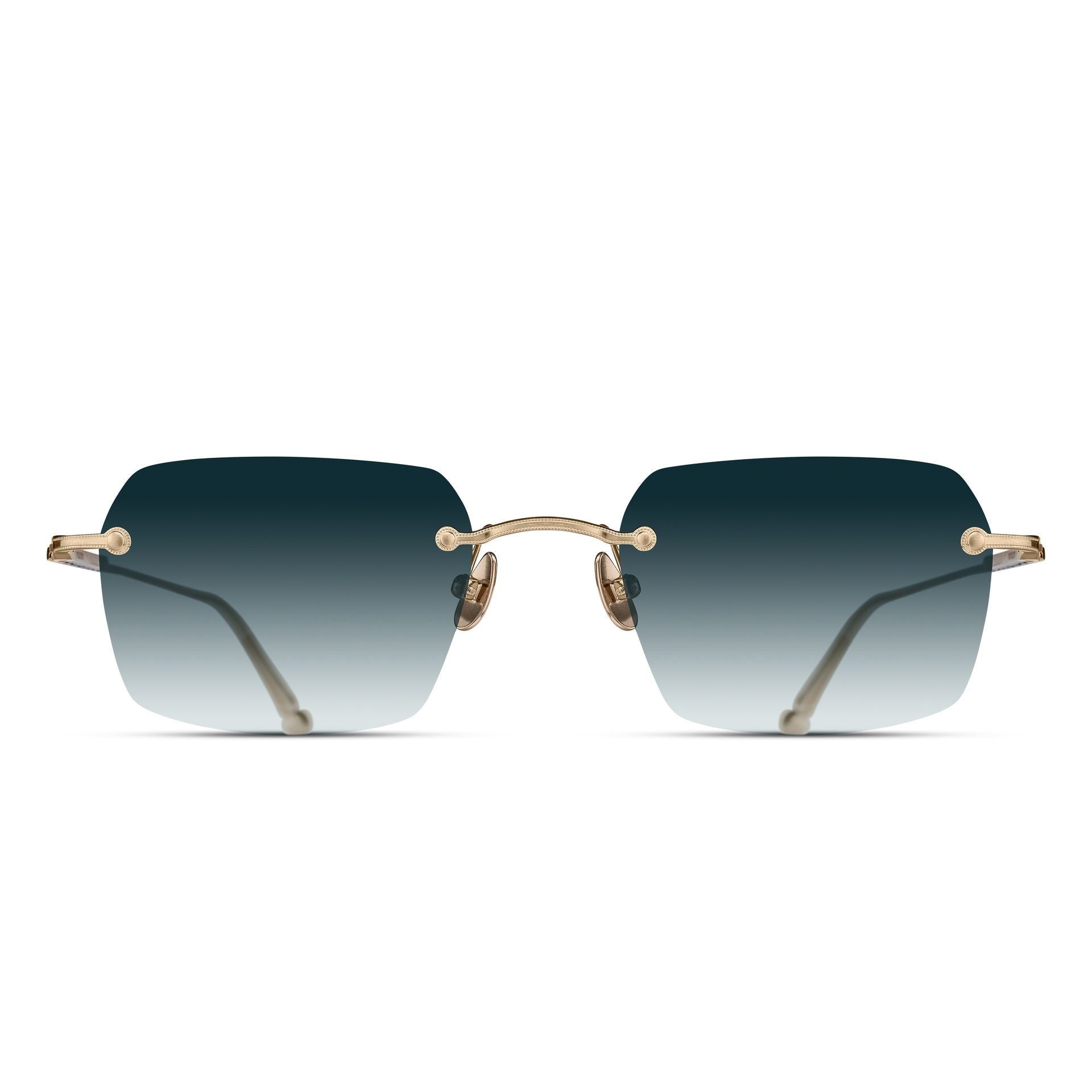 Matsuda M5008 Brushed Gold / Blue Gradient rectangle titanium sunglasses, front view