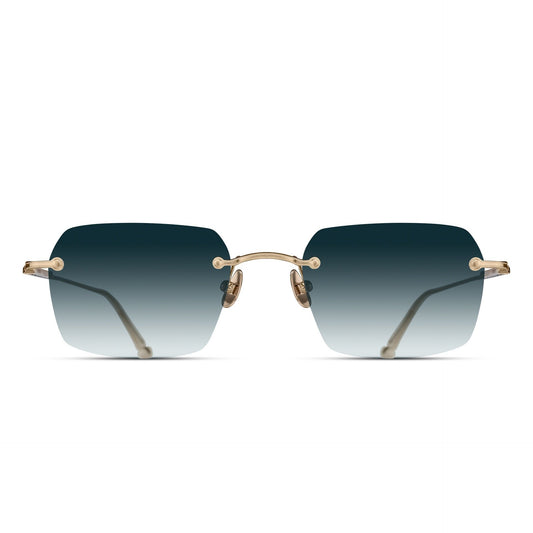 Matsuda M5008 Brushed Gold / Blue Gradient rectangle titanium sunglasses, front view