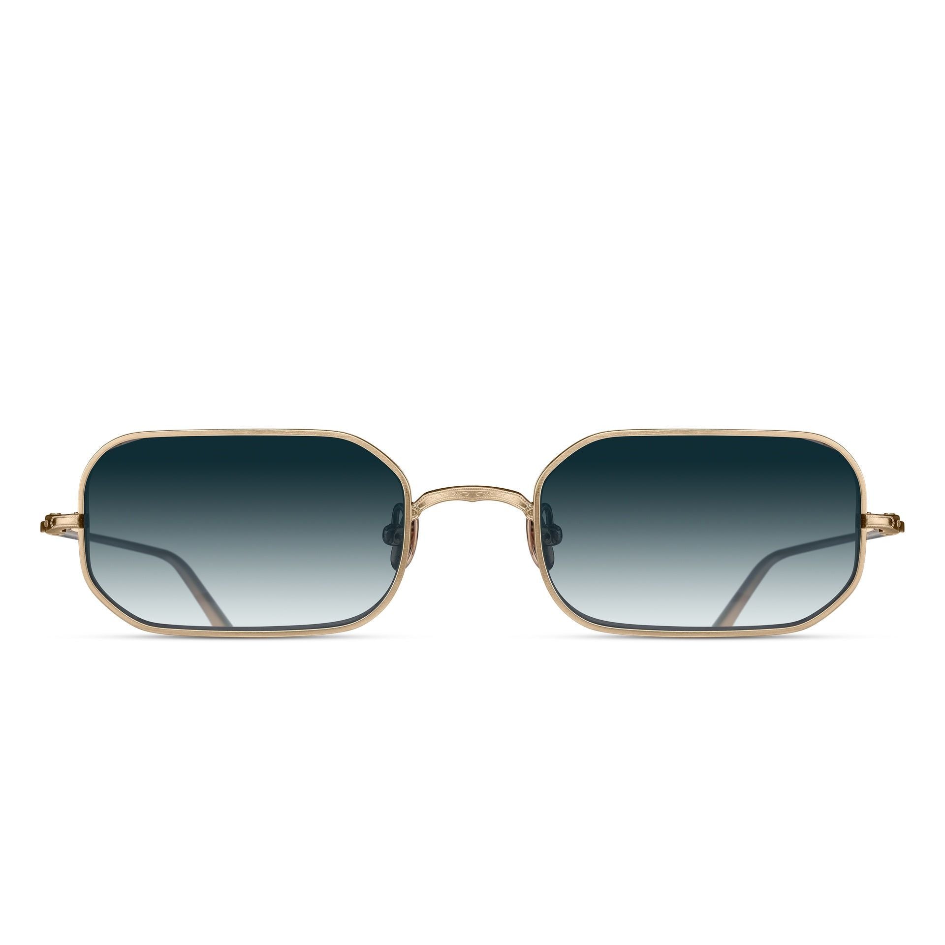 Matsuda M3163 Brushed Gold / Blue Gradient rectangle titanium sunglasses, front view