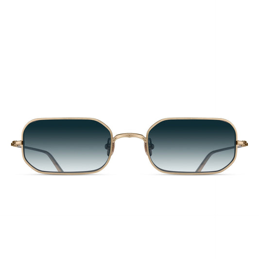 Matsuda M3163 Brushed Gold / Blue Gradient rectangle titanium sunglasses, front view