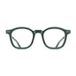 Matsuda M2068 Bottle Green – Brushed Silver rectangle acetate and titanium eyeglasses, front view