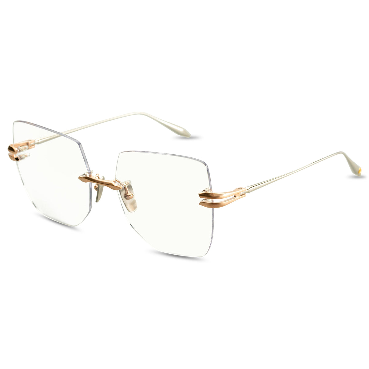 DITA EMBRA Optical DTX155-A-02 in Brushed Rose Gold - Silver, angled view