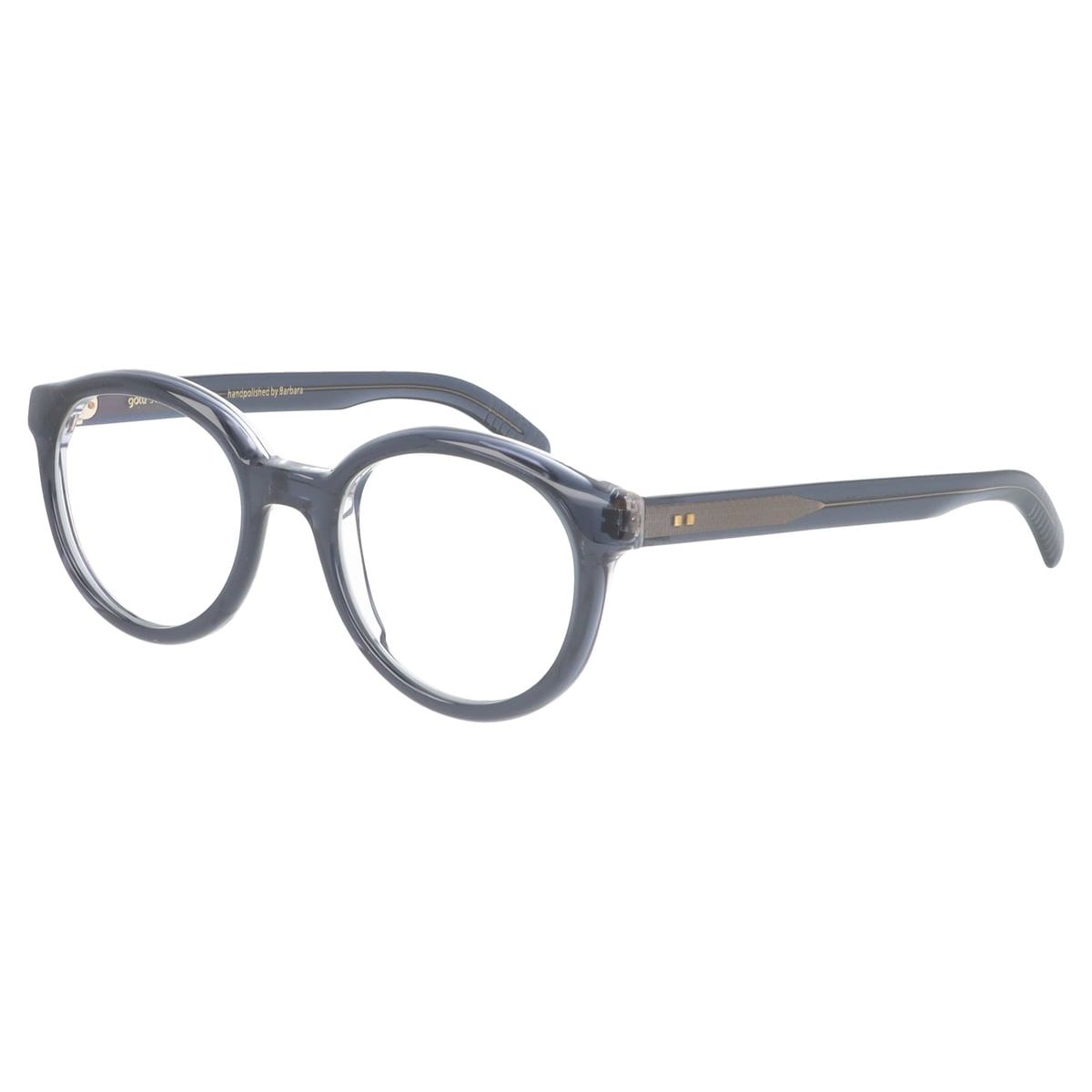 Götti Hares DTG transparent dark gray optical frame, three-quarter view