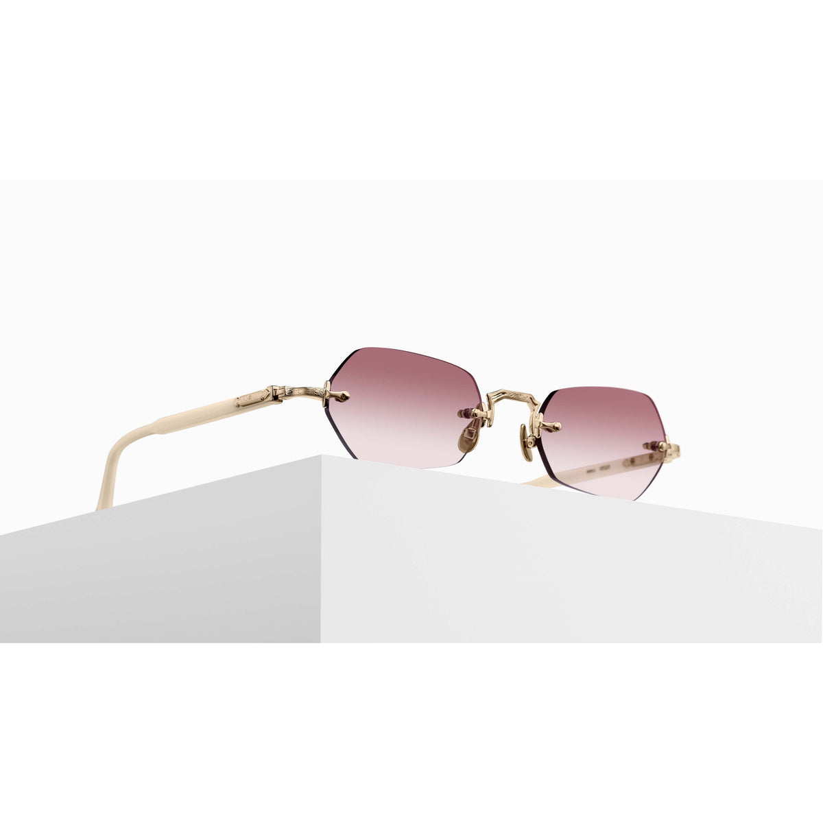 Matsuda M5011 — Brushed Gold - Milk White — angled view