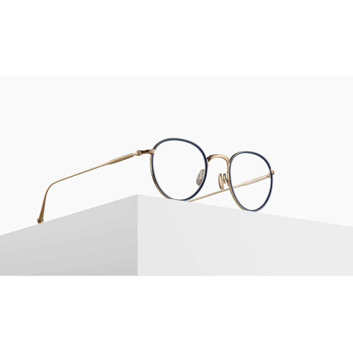 Matsuda M3085-I — Brushed Gold - Navy — angled view