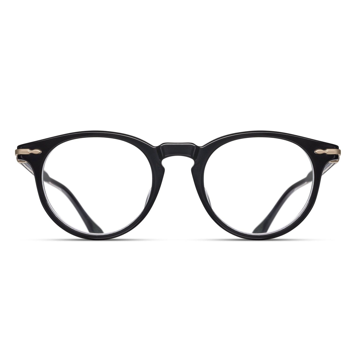 Matsuda M2058 Black round japanese acetate eyeglasses, front view
