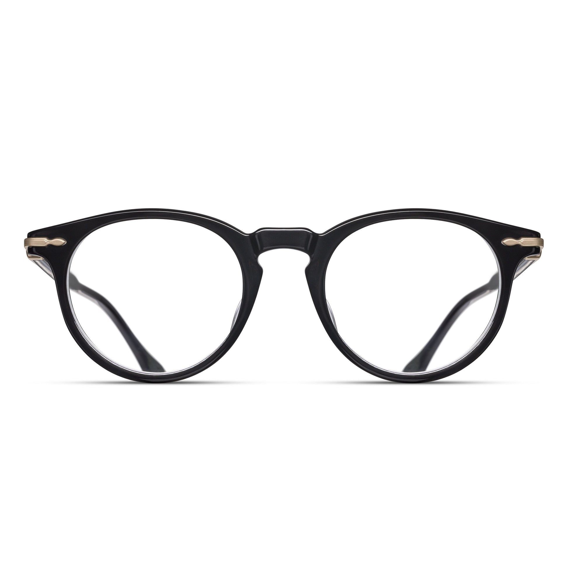 Matsuda M2058 Black round japanese acetate eyeglasses, front view