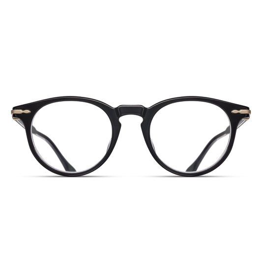Matsuda M2058 Black round japanese acetate eyeglasses, front view
