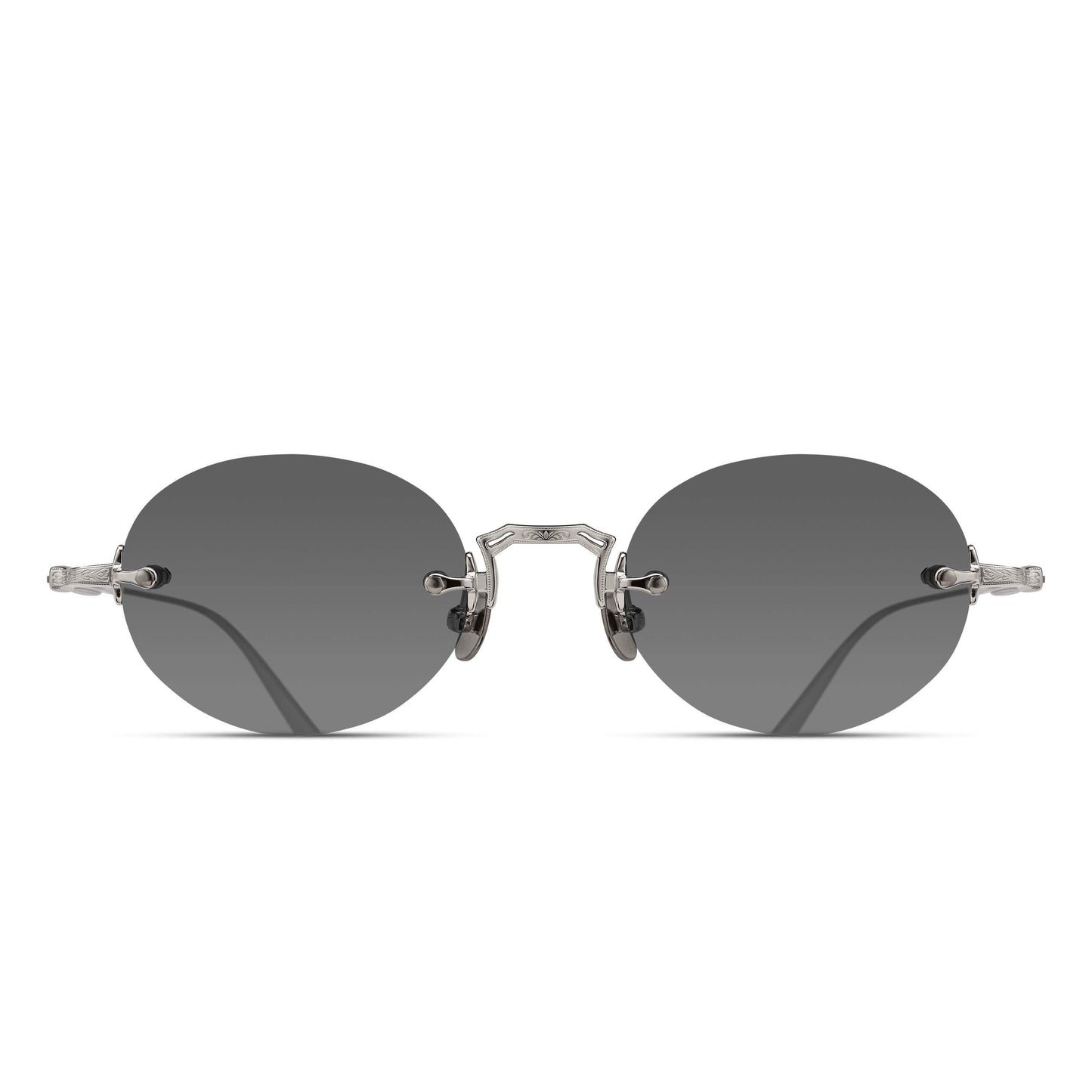 Matsuda M5002 Palladium White / Grey round titanium sunglasses, front view