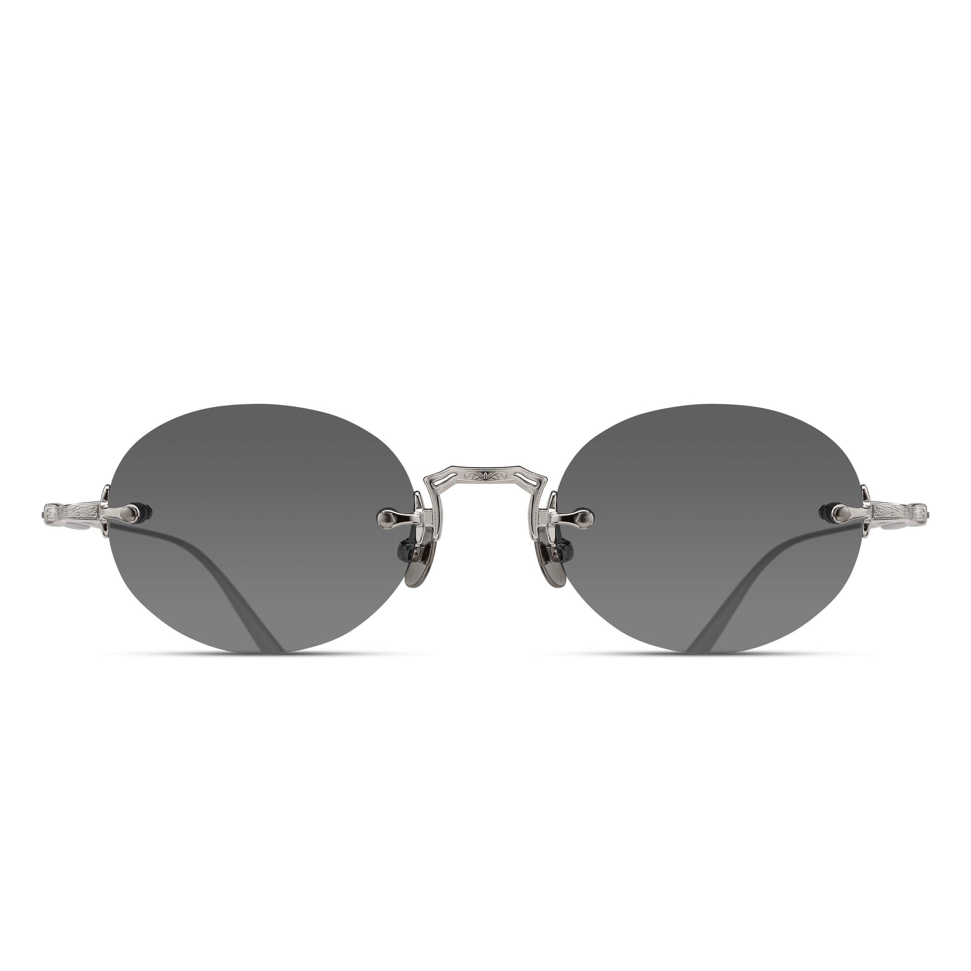 Matsuda M5002 Palladium White / Grey round titanium sunglasses, front view