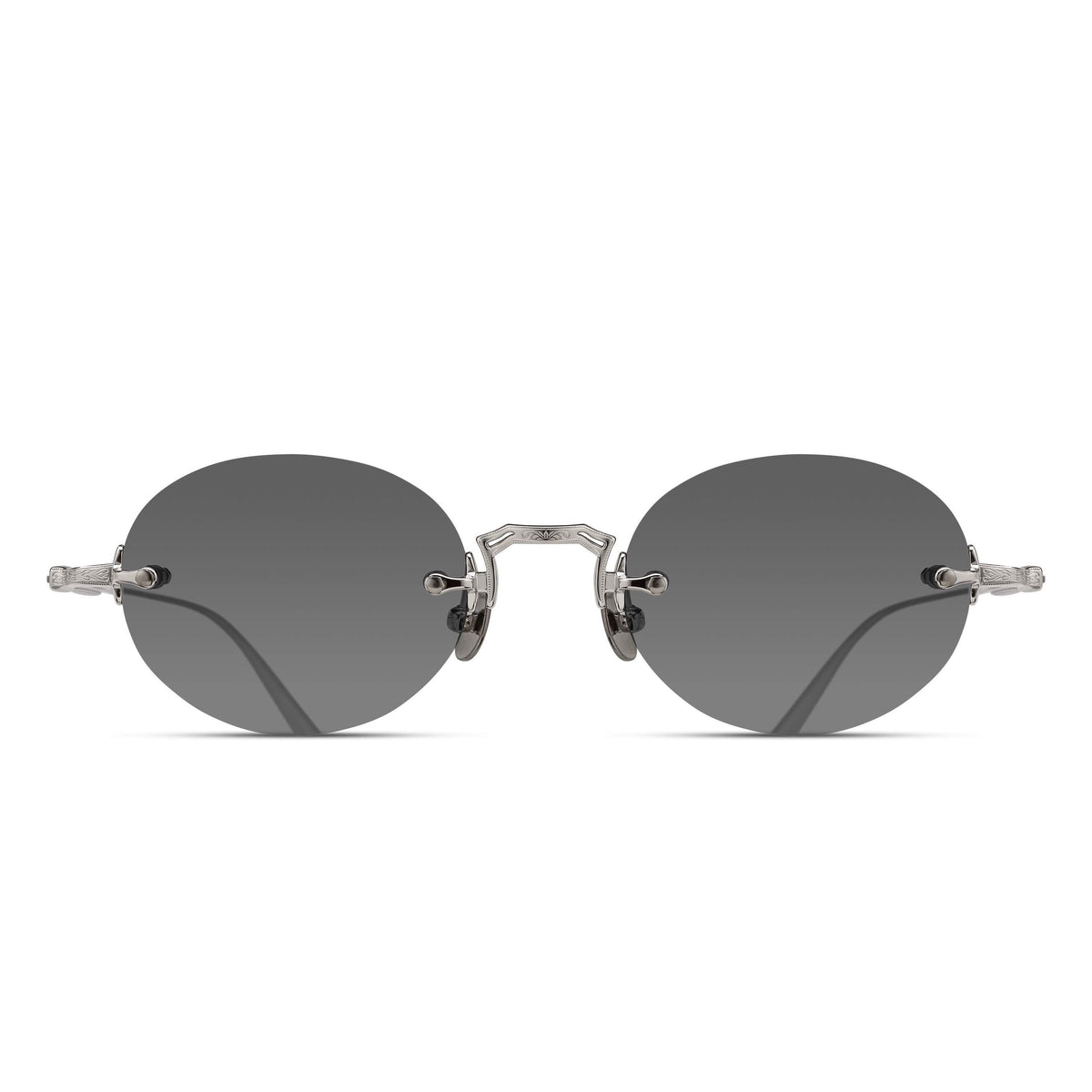 Matsuda M5002 Palladium White / Grey round titanium sunglasses, front view