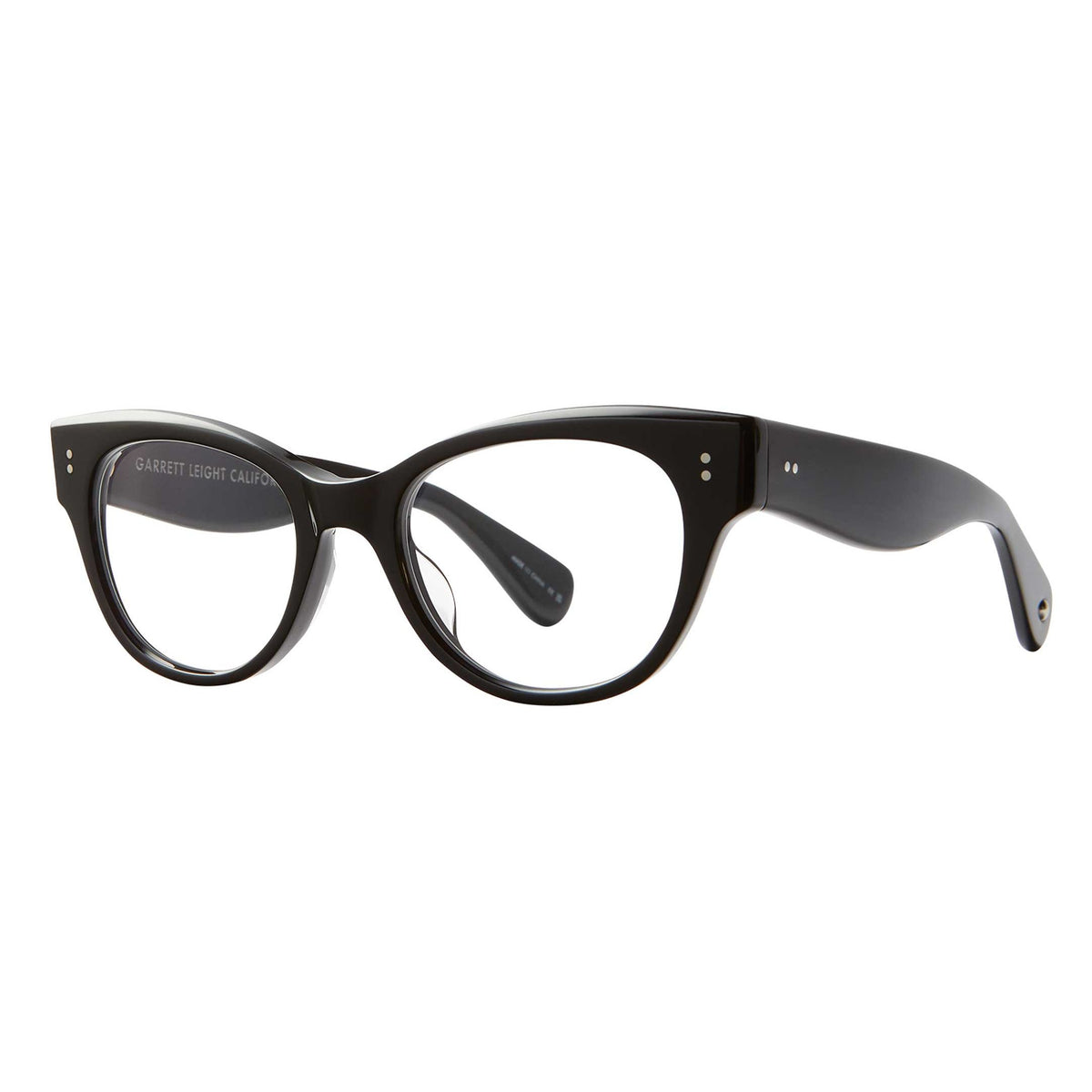 Garrett Leight Octavia 49 in Black, three-quarter view