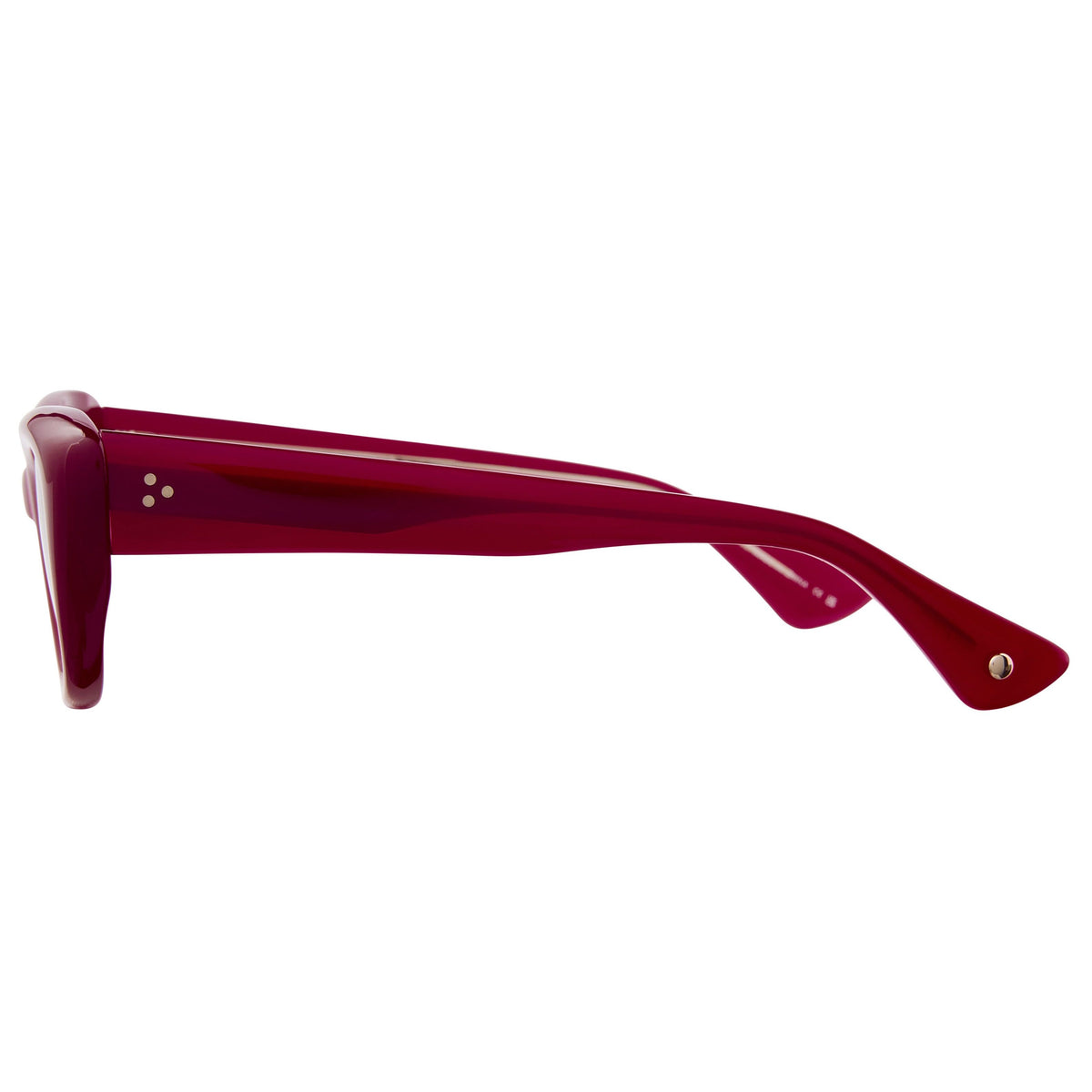 Garrett Leight Sierra 47 in Amulet Red with Oak lenses, side view