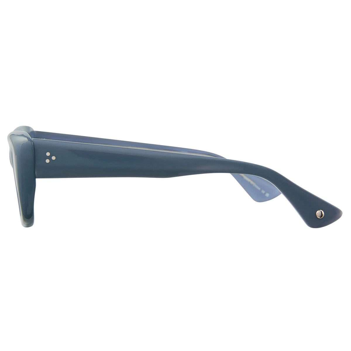 Garrett Leight Sierra 47 in Denim Blue with Blue Smoke lenses, side view