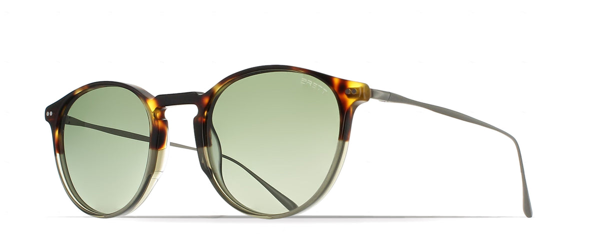 BRETT BIG MILES SUN C13 - Khaki Gradient Tortoise/Silver - three-quarter view