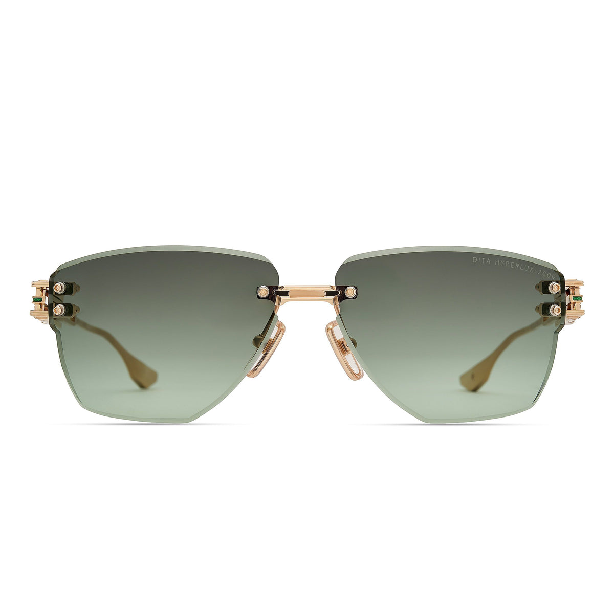 DITA HYPERLUX-2000 — White Gold - Green - Brushed White Gold — front view (DTS197-A-02)