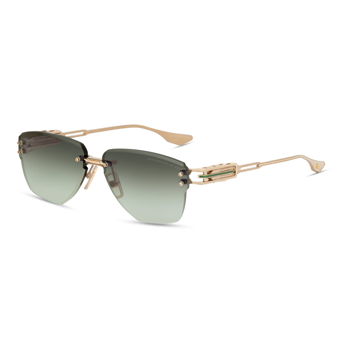DITA HYPERLUX-2000 — White Gold - Green - Brushed White Gold — angle view (DTS197-A-02)