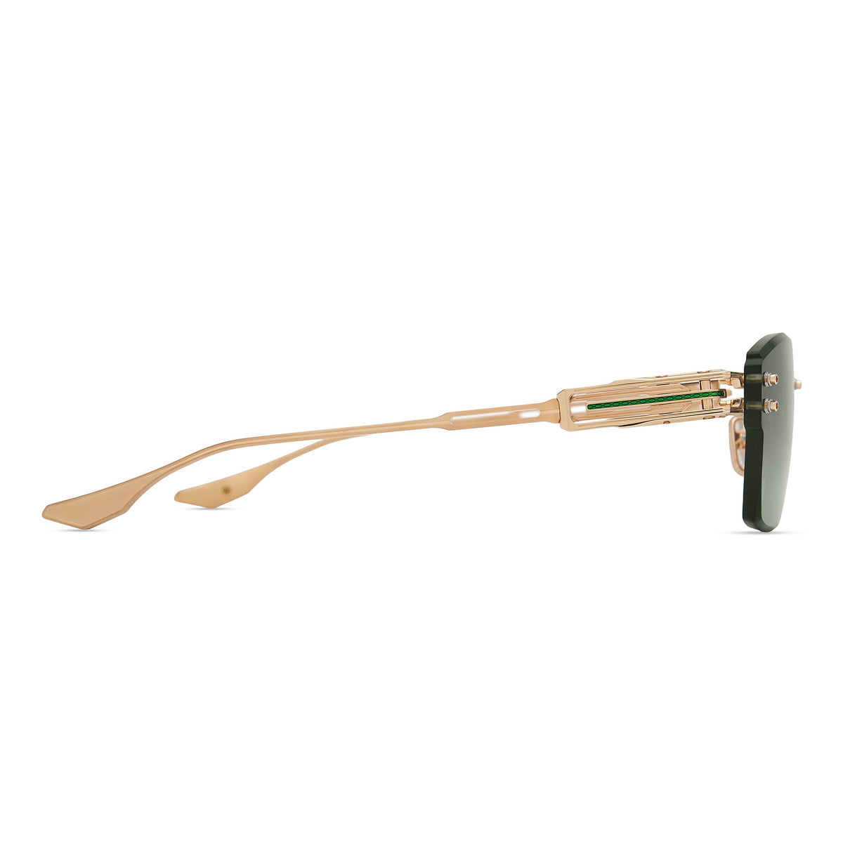 DITA HYPERLUX-2000 — White Gold - Green - Brushed White Gold — side view (DTS197-A-02)